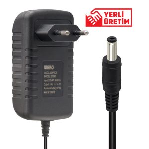 8.4V 1A Li-ion şarj adaptörü LED göstergeli 2S batarya şarj cihazı 5.5x2.5mm çıkış lityum pil şarj adaptörü yakın görünüm 8.4 volt 1 amper adaptör Li-ion şarj cihazı DC jack detay